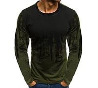 Xmiral Tops Sweatshirt Herren Slim Fit Short Sleeve/Langarm-Muskel-beiläufige Hemden(L,Lange Ärmel-Armee Grün)