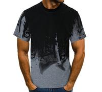 Xmiral Tops Sweatshirt Herren Slim Fit Short Sleeve/Langarm-Muskel-beiläufige Hemden(M,Kurze Ärmel-Grau)