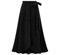 Xmiral Unregelm溥iger Verbandrock, High Waist Damen Split Rock Langer Rock Elegant Tanzen Arbeit Petticoat(6XL,Schwarz)
