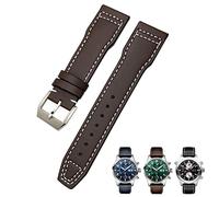 XMKT 20 mm 21 mm Rindsleder-Armband, geeignet für IWC-Fliegeruhren, Portugieser-Armbänder, Mark 18, weiches blaues Armband(Original Brown Pin,20mm)