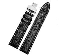 XMKT Crocodile Leder -Uhrband für jedes Marken -Armband 16 17 18 19 -mm -Träger mit Klappverschluss(Black white silver,17mm)