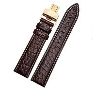 XMKT Crocodile Leder -Uhrband für jedes Marken -Armband 16 17 18 19 -mm -Träger mit Klappverschluss(Brown white gold,17mm)