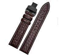 XMKT Crocodile Leder -Uhrband für jedes Marken -Armband 16 17 18 19 -mm -Träger mit Klappverschluss(Brown white black,19mm)