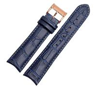 XMKT Echtes Leder -Uhrband für Bürger Seiko Armband 20mm Kurve End Kuh Leder schwarz blau braune Träger(Blue rosegold)