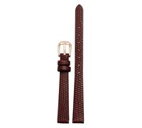 XMKT Echtes Lederarmband Damenarmband 6mm 8mm 10mm 12mm Eidechsenleder Uhrenarmband kleine Armbanduhren Gürtel Dornschließe(Brown rose buckle,16mm)