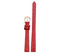 XMKT Echtes Lederarmband Damenarmband 6mm 8mm 10mm 12mm Eidechsenleder Uhrenarmband kleine Armbanduhren Gürtel Dornschließe(Red rose buckle,16mm)