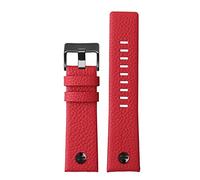 XMKT Lederuhrband für Diesel DZ7395 DZ7370 DZ7257 DZ7430 Schauen Sie sich Band Weiche Kuhwahnsinnsgurt an 24 m 26 mm 28 mm für Männer Frauen(Red black rivet,24mm)