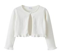 Xnihocha Mädchen Bolero Strickjacke Langarm Mantel Kleinkind Festlich Sweatshirt Hochzeit Kommunion Taufe Jacke Weiß 98-104