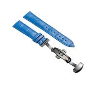 XNJIADVSY Kompatibel mit Lederarmband-Uhrenarmband Schmetterlingsverschluss, 18 mm, 20, 22, 24, Uhrenzubehör(Blue-BK,20mm)