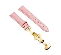 XNJIADVSY Kompatibel mit Lederarmband-Uhrenarmband Schmetterlingsverschluss, 18 mm, 20, 22, 24, Uhrenzubehör(Pink-G,16mm)