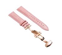XNJIADVSY Kompatibel mit Lederarmband-Uhrenarmband Schmetterlingsverschluss, 18 mm, 20, 22, 24, Uhrenzubehör(Pink-RG,20mm)
