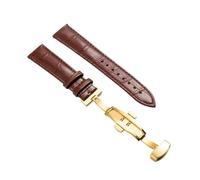 XNJIADVSY Kompatibel mit Lederarmband-Uhrenarmband Schmetterlingsverschluss, 18 mm, 20, 22, 24, Uhrenzubehör(Brown-G,14mm)