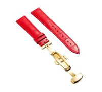XNJIADVSY Kompatibel mit Lederarmband-Uhrenarmband Schmetterlingsverschluss, 18 mm, 20, 22, 24, Uhrenzubehör(Red-G,16mm)