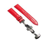 XNJIADVSY Kompatibel mit Lederarmband-Uhrenarmband Schmetterlingsverschluss, 18 mm, 20, 22, 24, Uhrenzubehör(Red-BK,12mm)