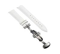 XNJIADVSY Kompatibel mit Lederarmband-Uhrenarmband Schmetterlingsverschluss, 18 mm, 20, 22, 24, Uhrenzubehör(White-BK,24mm)