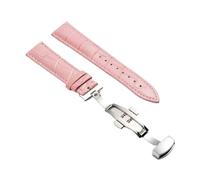 XNJIADVSY Kompatibel mit Lederarmband-Uhrenarmband Schmetterlingsverschluss, 18 mm, 20, 22, 24, Uhrenzubehör(Pink-S,22mm)