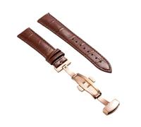 XNJIADVSY Kompatibel mit Lederarmband-Uhrenarmband Schmetterlingsverschluss, 18 mm, 20, 22, 24, Uhrenzubehör(Brown-RG,14mm)
