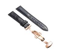 XNJIADVSY Kompatibel mit Lederarmband-Uhrenarmband Schmetterlingsverschluss, 18 mm, 20, 22, 24, Uhrenzubehör(Black-RG,12mm)