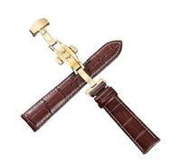 XNJIADVSY Leder-Uhrenarmband, Edelstahl-Schmetterlingsschließe, kompatibel mit Longines Tissot Seiko Citizen IWC Band Damen Herren 20 22 mm(Brown White-gold,20mm)