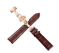 XNJIADVSY Leder-Uhrenarmband, Edelstahl-Schmetterlingsschließe, kompatibel mit Longines Tissot Seiko Citizen IWC Band Damen Herren 20 22 mm(Brown-Rose,19mm)