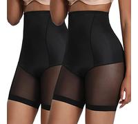 Xnova Bauchweg Unterhose Damen Anti Chafing, Shapewear Panty Shorts Scheuernde Oberschenkel, Hohe Taille Miederpants Atmungsaktive Body Shaper Kurz Leggings (2 Stück schwarz, XXL)