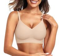 Xnova Damen BH Ohne Bügel Super Bequemer Bügelloser Push Up Nahtloser Gepolstert T-Shirt Bralette Comfit Schlaf Seamless Bras Underwear für Frauen, Hautfarbe, L