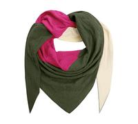 Xnova Damen Musselin Schal Dreieckstuch Baumwolle Weiches und Leichtes, Strickschal Dreieck Halstuch viele Farbkombinationen Poncho Schultertuch Deckenschal 200 * 120cm (Grün-Rose-Beige)