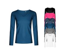 Promodoro Women´s V-Neck T-Shirt Long Sleeve XS white