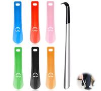 XoeLLe 7 Stück Schuhlöffel, 1 x Schuhanzieher lang, 6 x Schuhlöffel klein, 42cm Schuhlöffel Metall Lang, 15cm Schuhanzieher Klein, Ergonomischer Form Sehr Schuhanzieher für Reise Unterwegs Camping