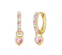 XOEMEL Ohrringe Silber 925 für Damen Creolen Silber 925 Klein mit Zirkonia Ohrringe Herz Hängend Hypoallergen Mini Creolen Gold für Frauen