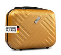Xonic® Design Kosmetikkoffer aus ABS Hartschale - Robustes Beautycase als Handgepäck - Kosmetiktasche für Reisen - leicht & stabil (Braun Gold)