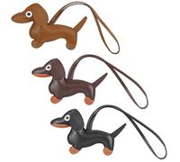 XPEX 3 Stück Schlüsselanhänger Dackel,Süße Welpe Hundetasche Anhänger Leder Glücksbringer Dackel Keychain Geschenke Für Lieblingsmensch Frauen Männer Kinder Geburtstag Schlüsselring