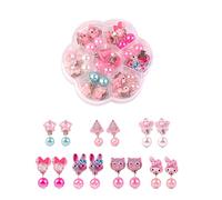 XPEX 7 Paar Ohrringe Glänzend Kein Piercing Blume Herz Glitzer Ohrringclips Kostüm Mädchen Schmuckset Für Babys Mädchen Prinzessin Spielen Kinderohrringe