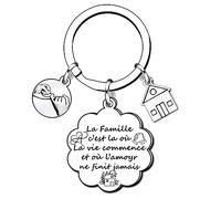 XQXQXZ Schlüsselanhänger Familie Baum des Lebens Haus Familie graviert personalisierte Puzzle-Anhänger teilbar Schlüsselanhänger Edelstahl Geschenk Liebe Muttertag Vater Geburtstag, silber, Large