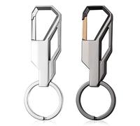 XREE 2 Stück Schlüsselanhänger Karabiner, Karabinerhaken Schnellverschluss Keychain Auto mit Schlüsselring Zinklegierung Geschenk für Herren Lehrer Weihnachten Geburtstag Karneval(Silber&Grau)