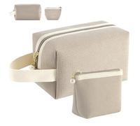 XRPRPX Kosmetiktasche Samtstoff, 2Pcs Kulturbeutel Samt Schminktasche Reise Kordelstoff Make-up-Tasche Schmink Aufbewahrungstasche Waschbare Kulturtaschen für Reise, Zuhause ,18* 10* 10cm, 13* 9* 7cm