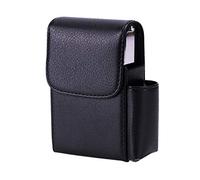 Xrten Zigarettenetui aus Premium Leder, Zigarettenkasten Zigarettenschachtel mit Feuerzeug Halter, Zigaretten Hülle Box