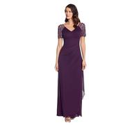 Xscape Damen Langes Jersey-Kleid mit V-Ausschnitt und Perlen (Reg und Petite) Kleid für besondere Anlässe