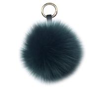 Xsclpomddy Pom Pom Schlüsselbund künstliche weiche Fuchspelz Taschenanhänger Ball Schlüsselanhänger für Handtasche Dekoration,dark green