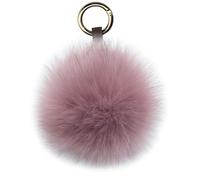 Xsclpomddy Pom Pom Schlüsselbund künstliche weiche Fuchspelz Taschenanhänger Ball Schlüsselanhänger für Handtasche Dekoration,pink red