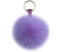 Xsclpomddy Pom Pom Schlüsselbund künstliche weiche Fuchspelz Taschenanhänger Ball Schlüsselanhänger für Handtasche Dekoration,Light purple