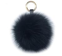 Xsclpomddy Pom Pom Schlüsselbund künstliche weiche Fuchspelz Taschenanhänger Ball Schlüsselanhänger für Handtasche Dekoration,Black