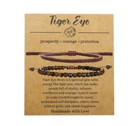 XSDSLS 2 Stück Armband Damen Herren Naturstein Perlenarmbänder Stapelbar Verstellbares Geflochtene Armbänder Kristall Perlen Armband Glücksarmband Tibet Stil Geschenke (Tigerauges)