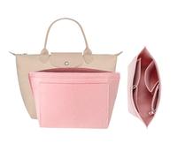 XSDSLS Filztasche Organizer, Einsatz für Longchamp Le Pliage Bag, Mehrere Fächer Mit Reißverschluss, Tasche Organizer Für Falttasche (Rosa, M)