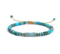 XSDSLS Perlenarmband für Frauen,4mm Naturstein Armband, Einstellbar Naturstein Perlen Armband,Edelstein Armbänder,Perlenarmband für Damen Schmuck Yoga Kaiserlicher Stein (Seeblau)