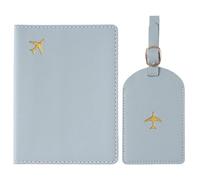 XSDSLS Reisepasshülle und Kofferanhänger Set,Passport Cover,Kunstleder Reisepass Hülle,Reisepass Organizer für Damen Herren Urlaub Zubehör Travel Essentials (Hellblau)