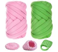 XSHAO® 2 Stück Armstricken Wolle 500g/25m, Dicke Wolle zum Handstricken Chunky Wolle für Taschen/Decken/Körbe/Haustiernester/DIY-Kunsthandwerk (Rosa/Grün)