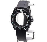 XTINKOPW 1 Stück 40 mm schwarzes Taucheruhrgehäuse aus Gummiband, Volltext C3 Leuchtend for Nh35 Nh36 Miyota8215 Eta2824 Uhrwerk Submariner(Black Rubber Band 2,NH34 35 36 38)