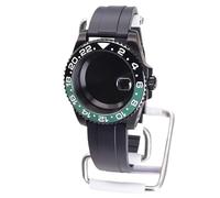 XTINKOPW 1 Stück 40 mm schwarzes Uhrengehäuse, Gummiband for Nh35 Nh34 Nh36/38 Miyota8215 Eta2824 Uhrwerk, 28,5 mm Zifferblatt(Black Rubber Band 15,NH34 35 36 38)