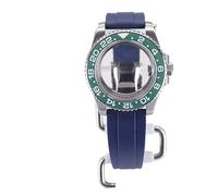 XTINKOPW 40 mm Herren-Taucheruhrengehäuse, Gummiarmband for Nh35 Nh34 Nh36 Nh38 Miyota 8215 Eta2824 Uhrwerk, 28,5 mm Zifferblatt, GMT Master SUB(Blue Rubber Band 17,ETA 2824)